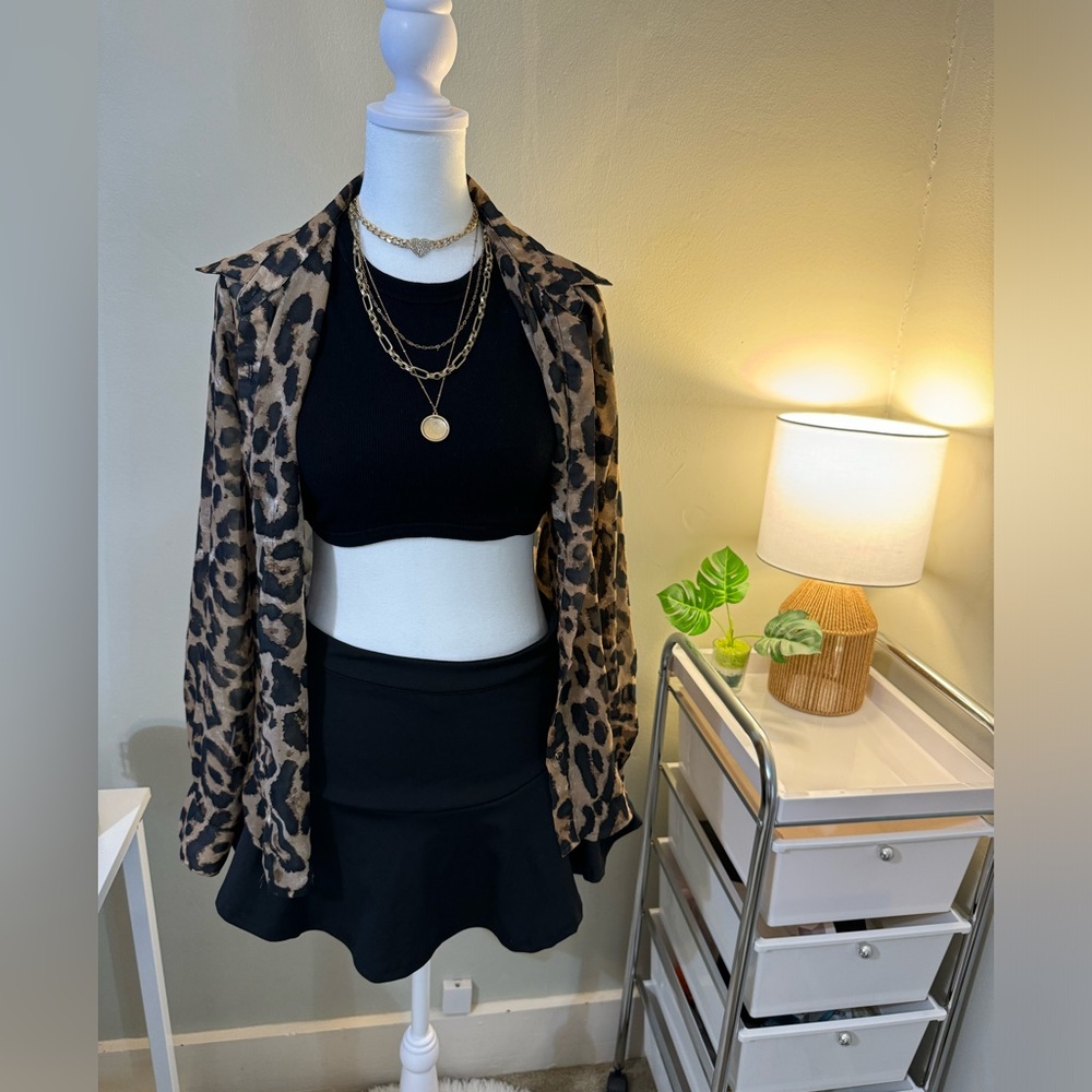 Leopard cheetah print button up shirt blouse flannel. Trendy, cute, sexy, viral